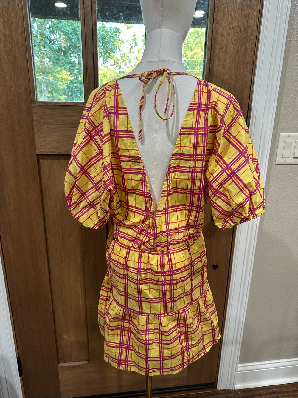 L’Academie Los Angeles Plaid Open Back Mini Dress Size Small - Picture 5 of 6